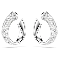 Exist hoop earrings, Small, White, Rhodium plated by SWAROVSKI