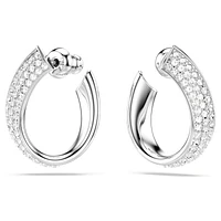 Exist hoop earrings, Small, White, Rhodium plated by SWAROVSKI