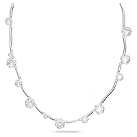 Constella necklace, Mixed round cuts, White, Rhodium plated by SWAROVSKI