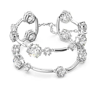 Constella double bangle, Round cut, White, Rhodium plated by SWAROVSKI