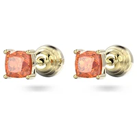 Chroma stud earrings, Cushion cut, Orange, Gold-tone plated by SWAROVSKI