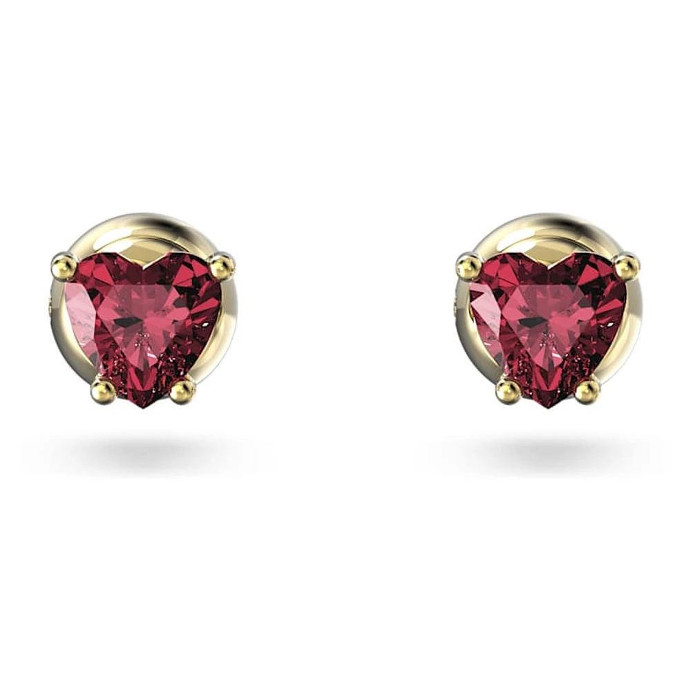 Chroma stud earrings, Heart, Red, Gold-tone plated by SWAROVSKI