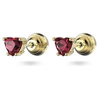 Chroma stud earrings, Heart, Red, Gold-tone plated by SWAROVSKI