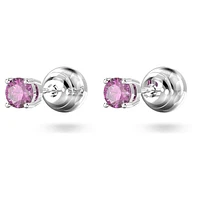 Chroma stud earrings, Round cut, Purple, Rhodium plated by SWAROVSKI