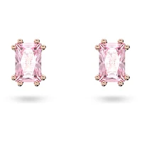 Chroma stud earrings, Cushion cut, Pink, Rose gold-tone plated by SWAROVSKI