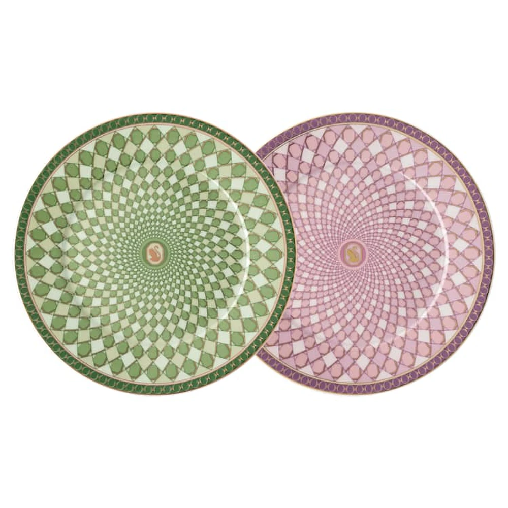 Signum plate set, Porcelain, Medium, Multicoloured by SWAROVSKI