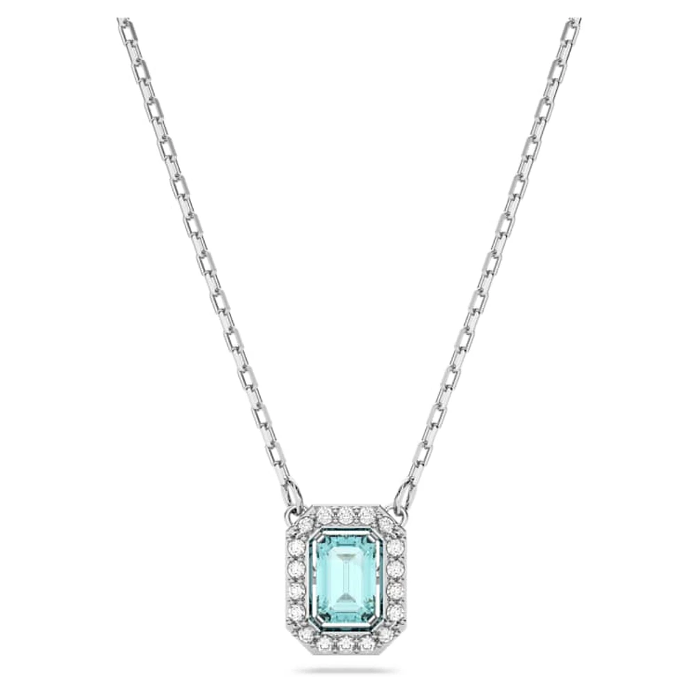 Una necklace, Octagon cut, Blue, Rhodium plated by SWAROVSKI