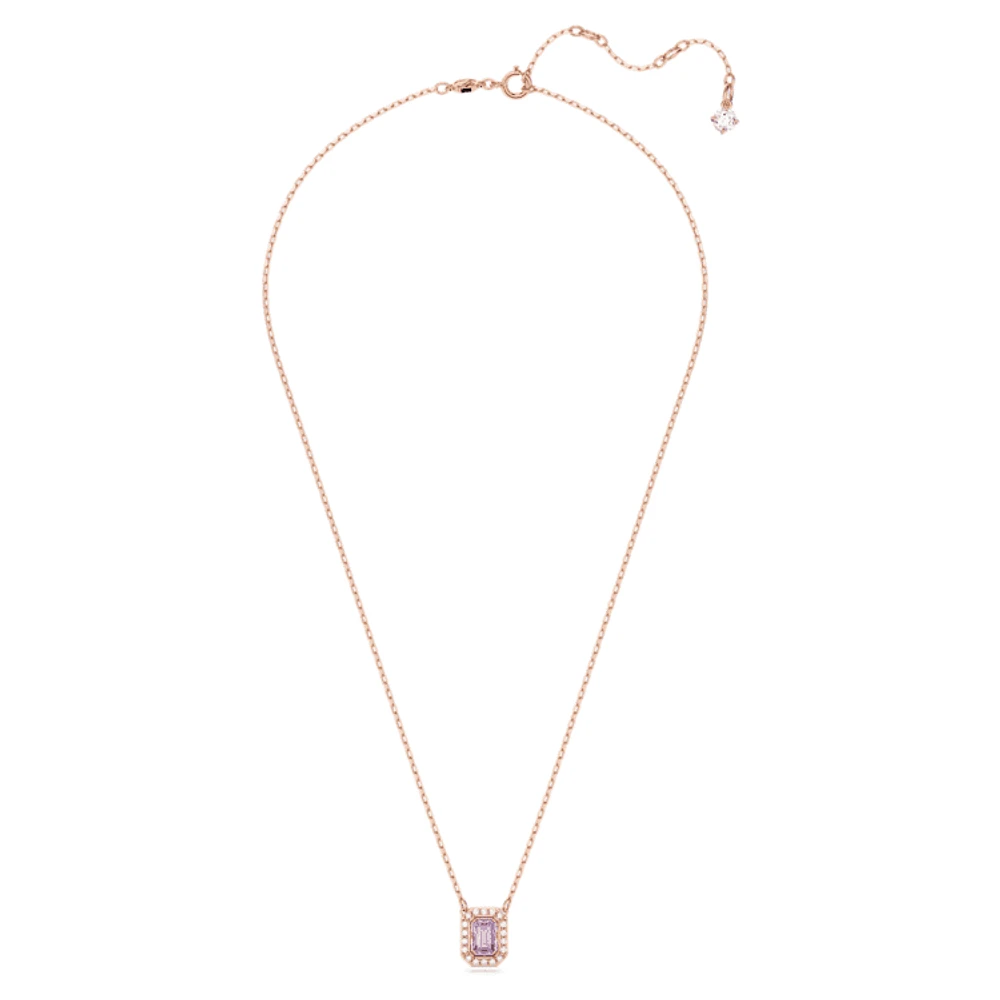 Una necklace, Octagon cut, Purple, Rose gold-tone plated by SWAROVSKI