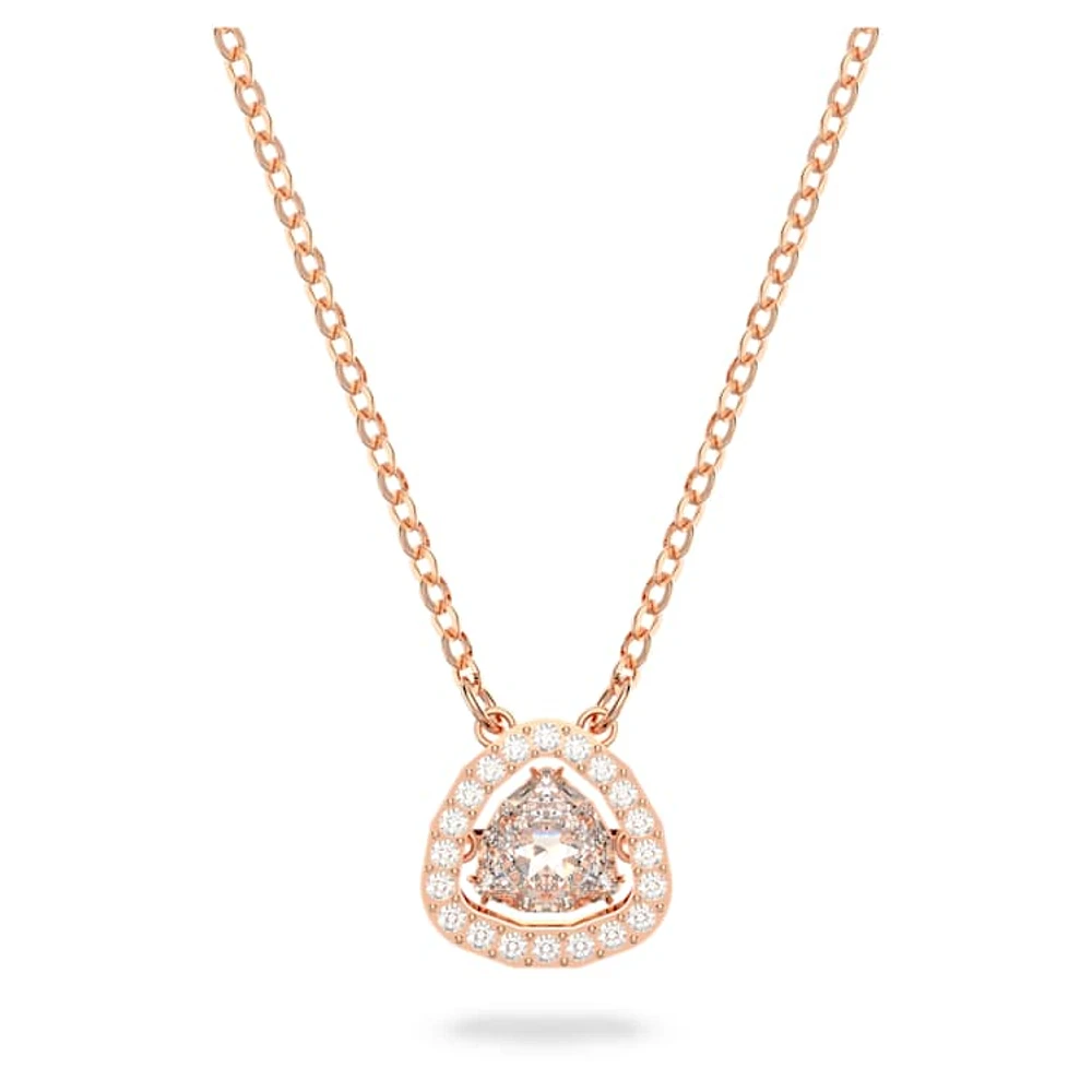 Una necklace, Trilliant cut, White, Rose gold-tone plated by SWAROVSKI