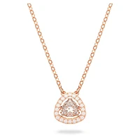 Una necklace, Trilliant cut, White, Rose gold-tone plated by SWAROVSKI