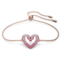 Sublima bracelet, Heart, Small, Pink, Rose gold-tone plated by SWAROVSKI