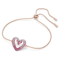 Sublima bracelet, Heart, Small, Pink, Rose gold-tone plated by SWAROVSKI