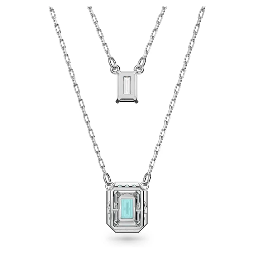 Una layered necklace, Octagon cut, Blue, Rhodium plated by SWAROVSKI