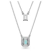 Una layered necklace, Octagon cut, Blue, Rhodium plated by SWAROVSKI