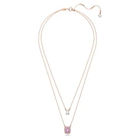 Una layered necklace, Octagon cut, Purple, Rose gold-tone plated by SWAROVSKI