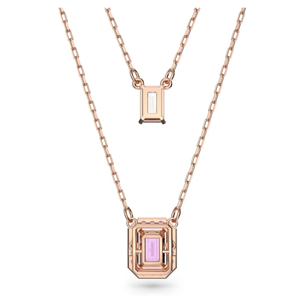 Una layered necklace, Octagon cut, Purple, Rose gold-tone plated by SWAROVSKI