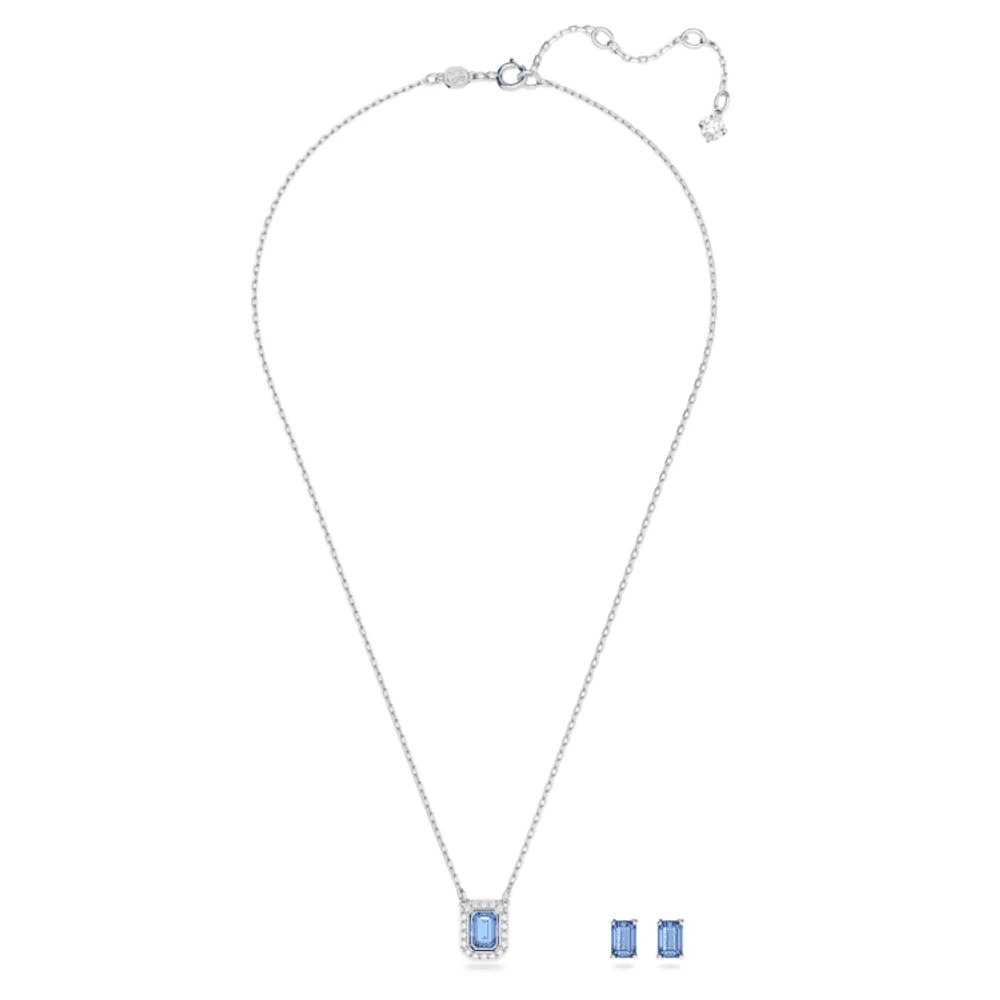 Una set, Octagon cut, Blue, Rhodium plated by SWAROVSKI