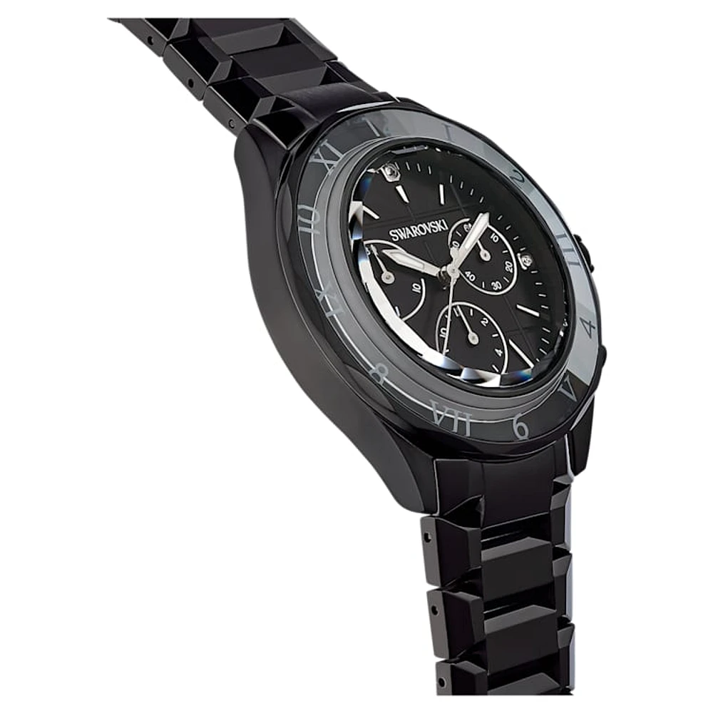 Watch, 39mm, Swiss Made, Metal bracelet, Black, Black finish by SWAROVSKI