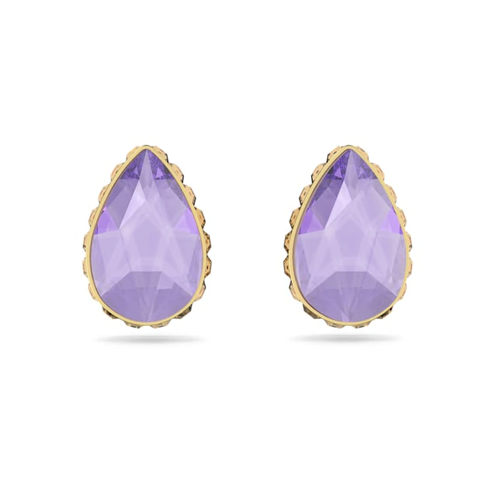 Chroma stud earrings, Drop cut, Multicoloured, Gold-tone plated by SWAROVSKI