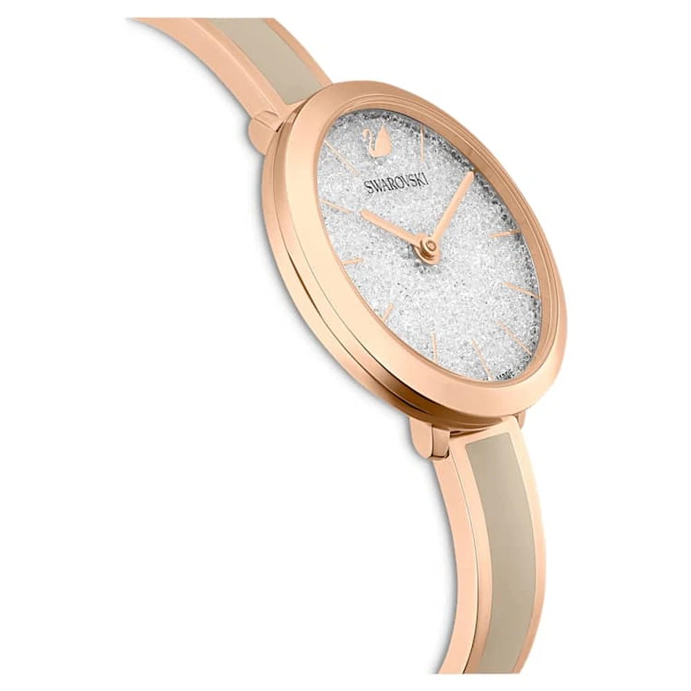 Crystalline Delight watch, Swiss Made, Metal bracelet, Grey, Rose gold-tone finish by SWAROVSKI