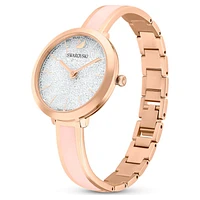 Crystalline Delight watch, Swiss Made, Metal bracelet, Pink, Rose gold-tone finish by SWAROVSKI