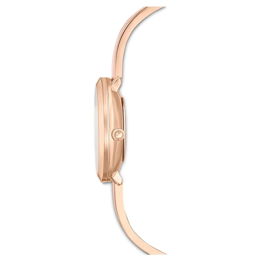 Crystalline Delight watch, Swiss Made, Metal bracelet, Pink, Rose gold-tone finish by SWAROVSKI