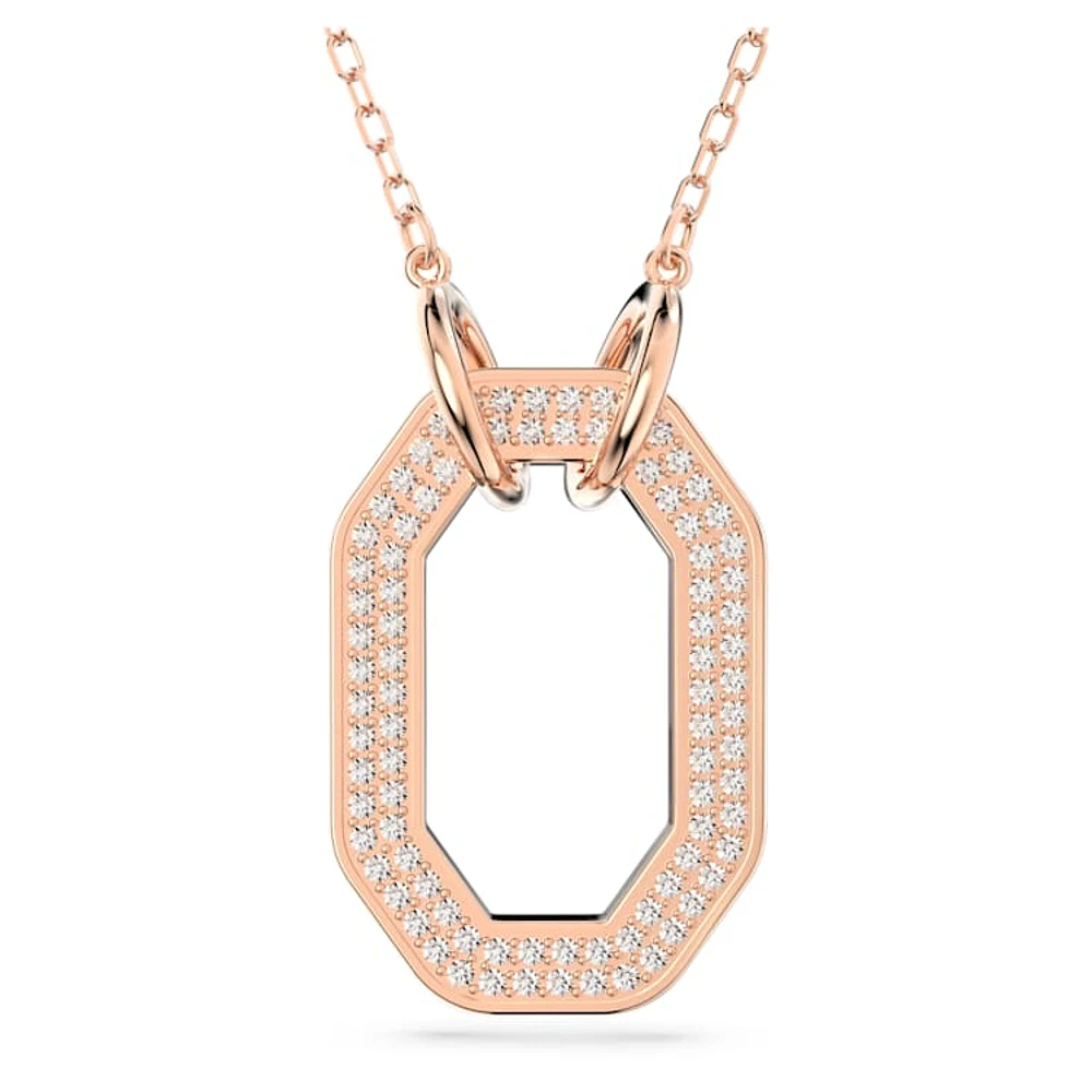 Dextera pendant, Octagon shape, White, Rose gold-tone plated by SWAROVSKI