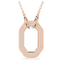 Dextera pendant, Octagon shape, White, Rose gold-tone plated by SWAROVSKI