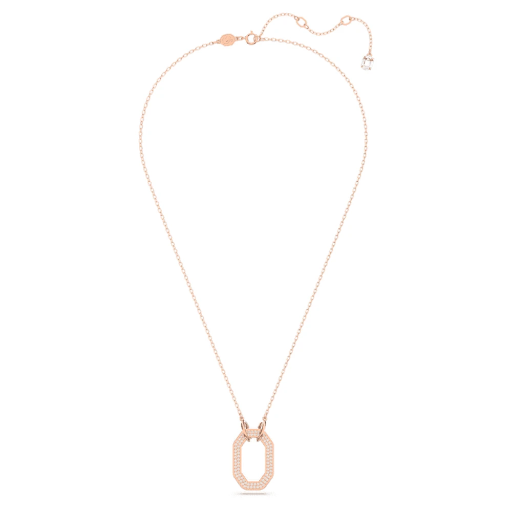 Dextera pendant, Octagon shape, White, Rose gold-tone plated by SWAROVSKI