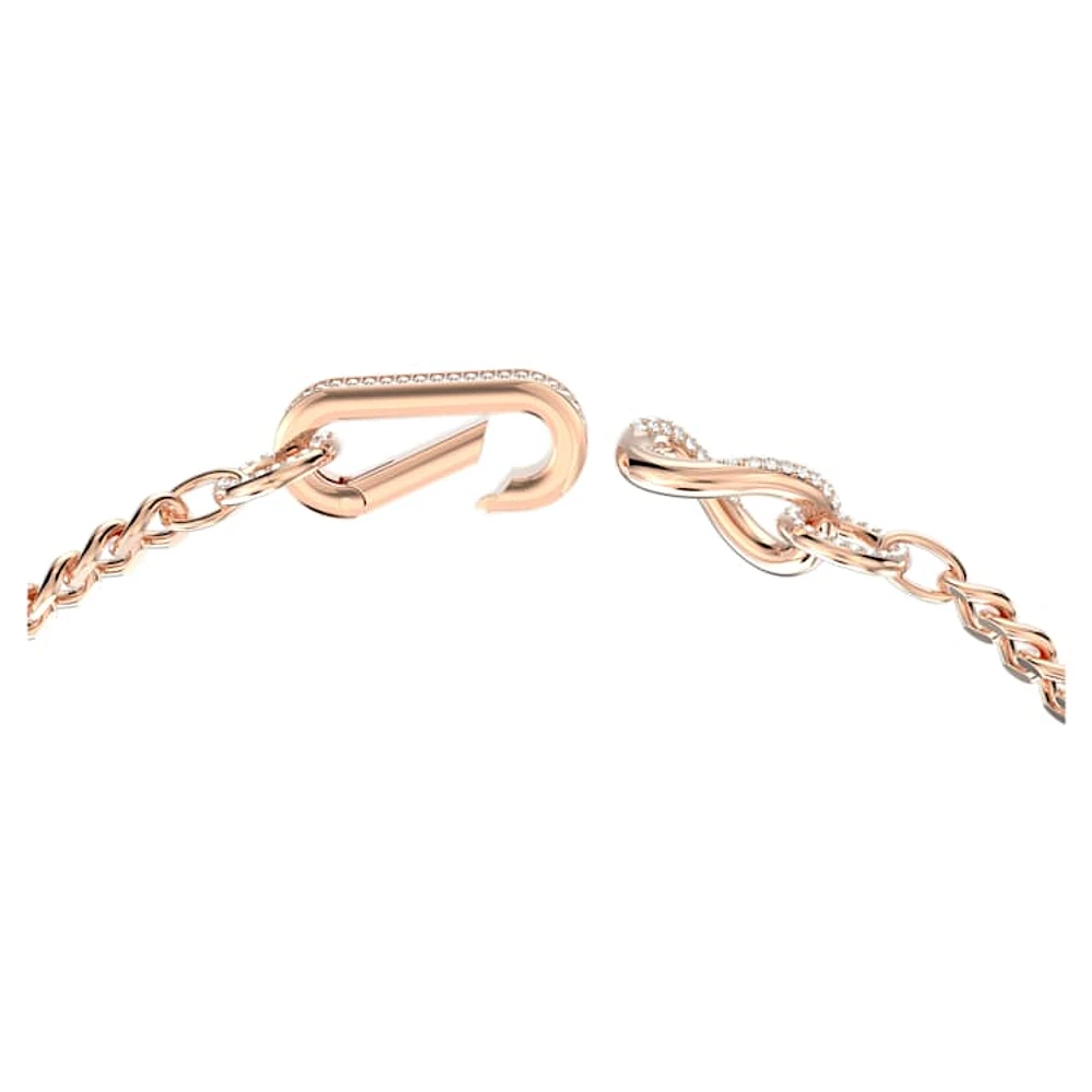 Dextera necklace, Pavé, Mixed links, White, Rose gold-tone plated by SWAROVSKI