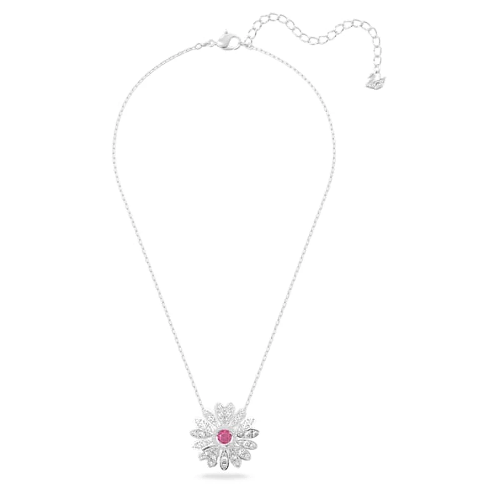 Eternal Flower pendant, Flower, Pink, Rhodium plated by SWAROVSKI