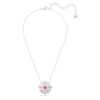 Eternal Flower pendant, Flower, Pink, Rhodium plated by SWAROVSKI