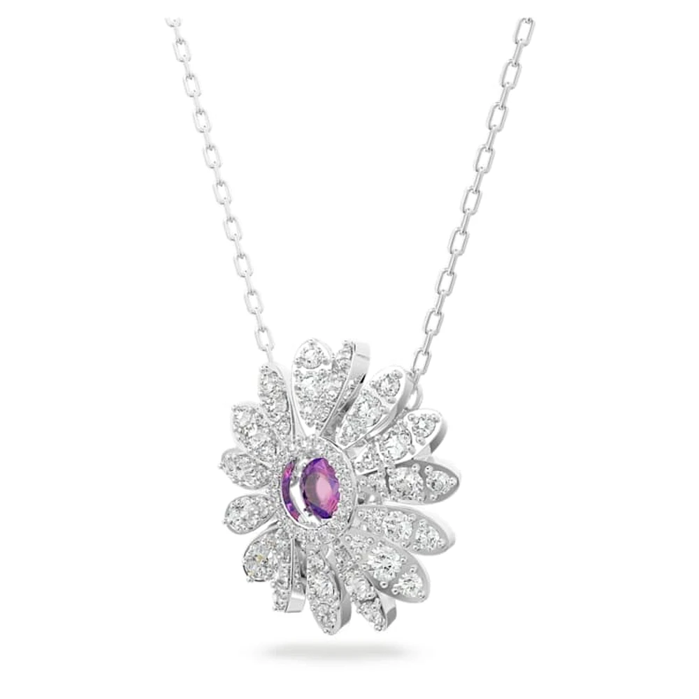 Eternal Flower pendant, Flower, Pink, Rhodium plated by SWAROVSKI