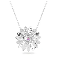 Eternal Flower pendant, Flower, Pink, Rhodium plated by SWAROVSKI