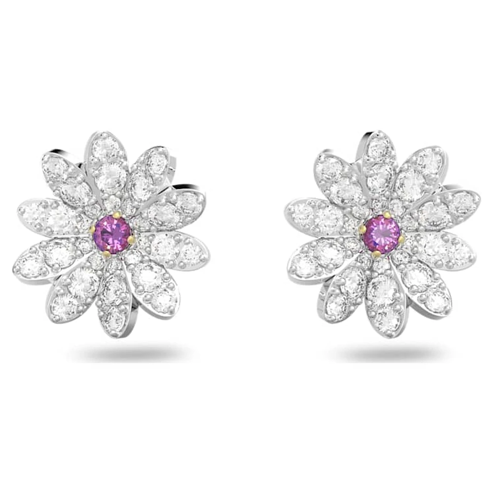 Eternal Flower stud earrings, Flower, Pink, Mixed metal finish by SWAROVSKI