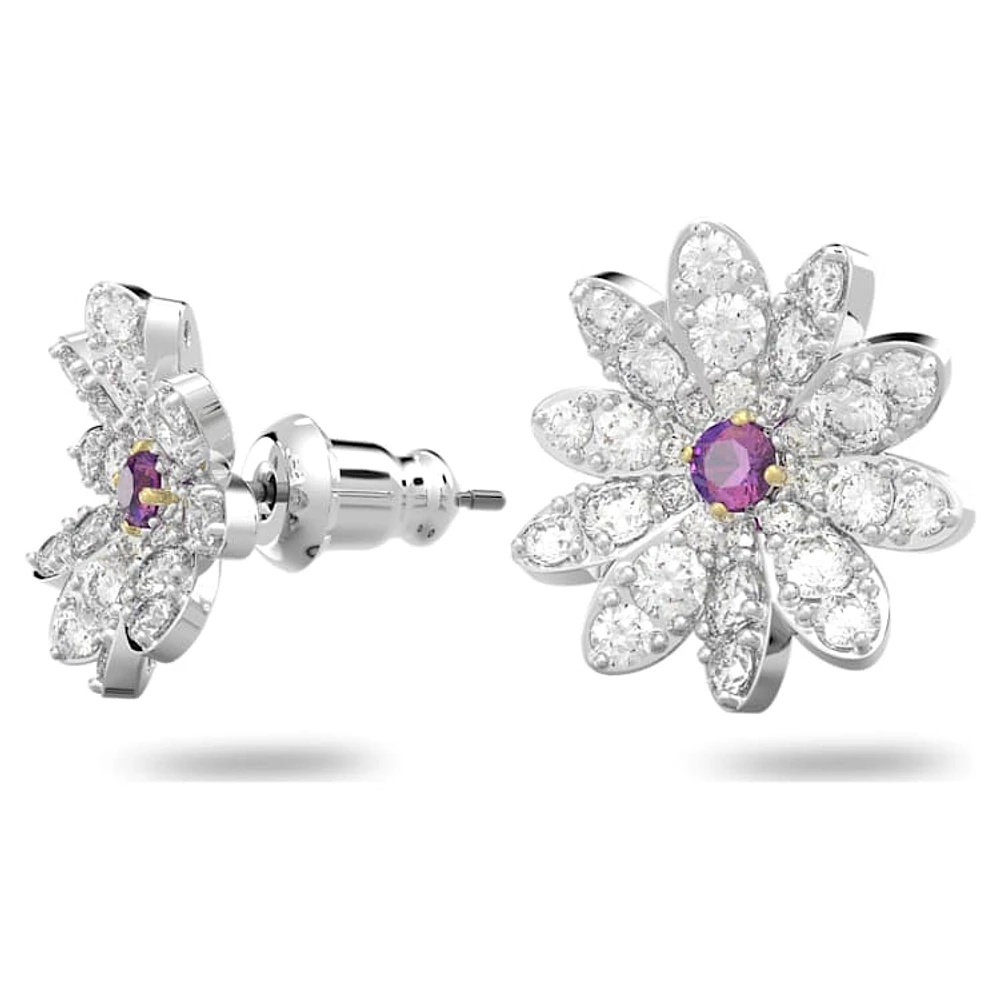 Eternal Flower stud earrings, Flower, Pink, Mixed metal finish by SWAROVSKI