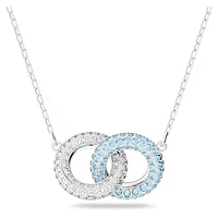 Dextera necklace, Pavé, Intertwined circles, Blue, Rhodium plated by SWAROVSKI