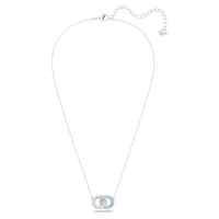 Dextera necklace, Pavé, Intertwined circles, Blue, Rhodium plated by SWAROVSKI