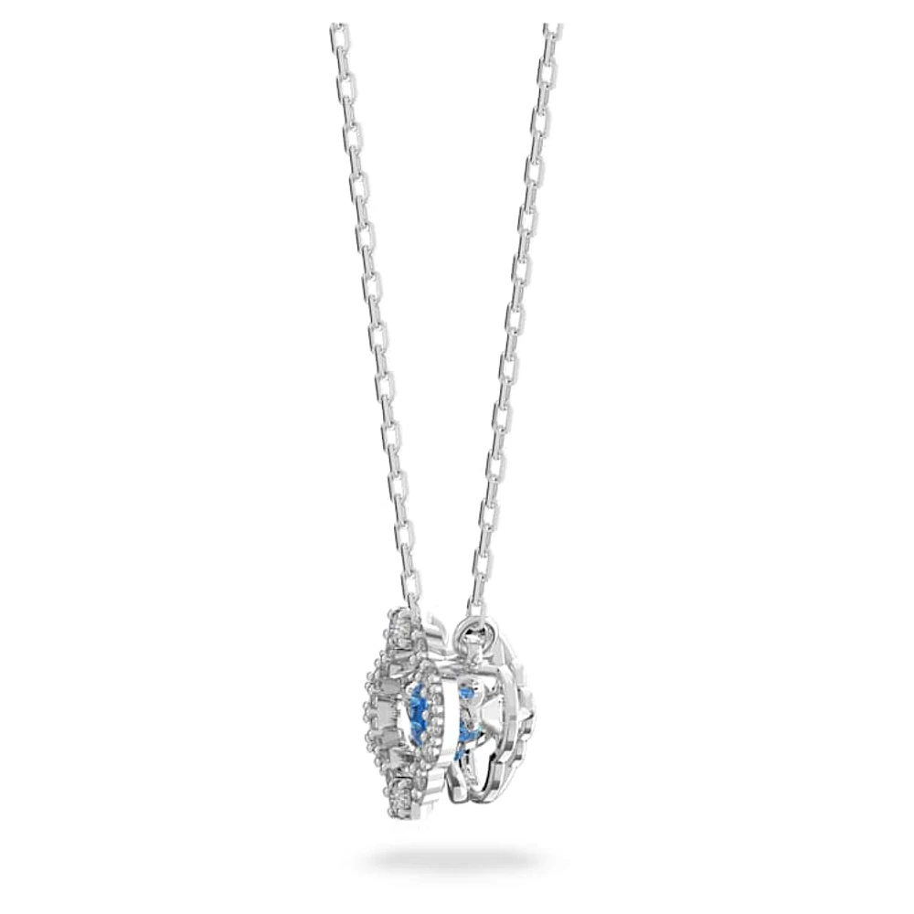 Una necklace, Clover, Blue, Rhodium plated by SWAROVSKI