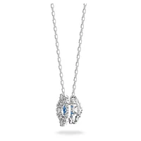 Una necklace, Clover, Blue, Rhodium plated by SWAROVSKI