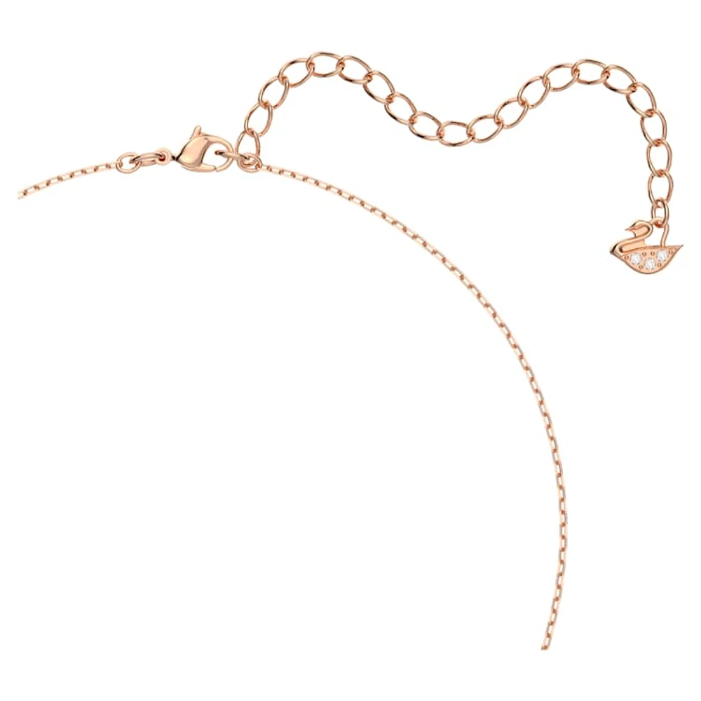 Una necklace, Clover, White, Rose gold-tone plated by SWAROVSKI