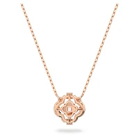 Una necklace, Clover, White, Rose gold-tone plated by SWAROVSKI