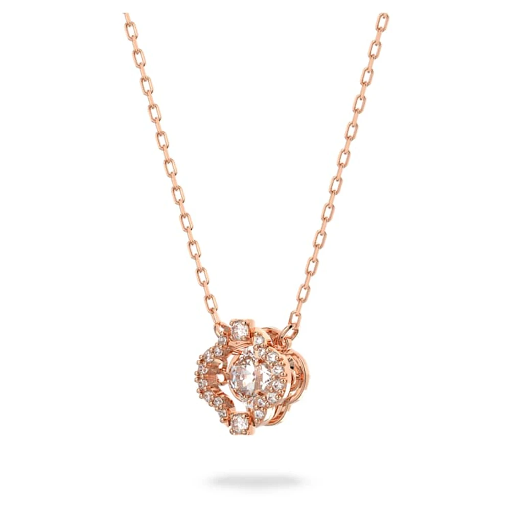 Una set, Mixed cuts, Clover, White, Rose gold-tone plated by SWAROVSKI