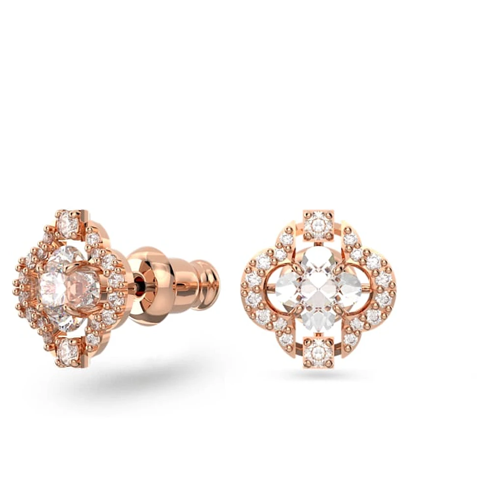 Una set, Mixed cuts, Clover, White, Rose gold-tone plated by SWAROVSKI