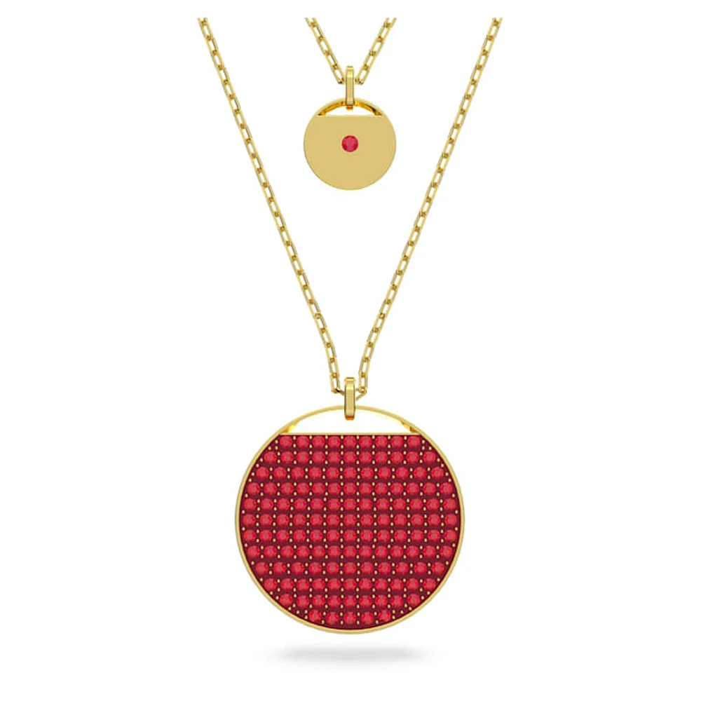 Sublima layered pendant, Red, Gold-tone plated by SWAROVSKI