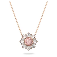 Idyllia pendant, Mixed cuts, Sun, Pink, Rose gold-tone plated by SWAROVSKI