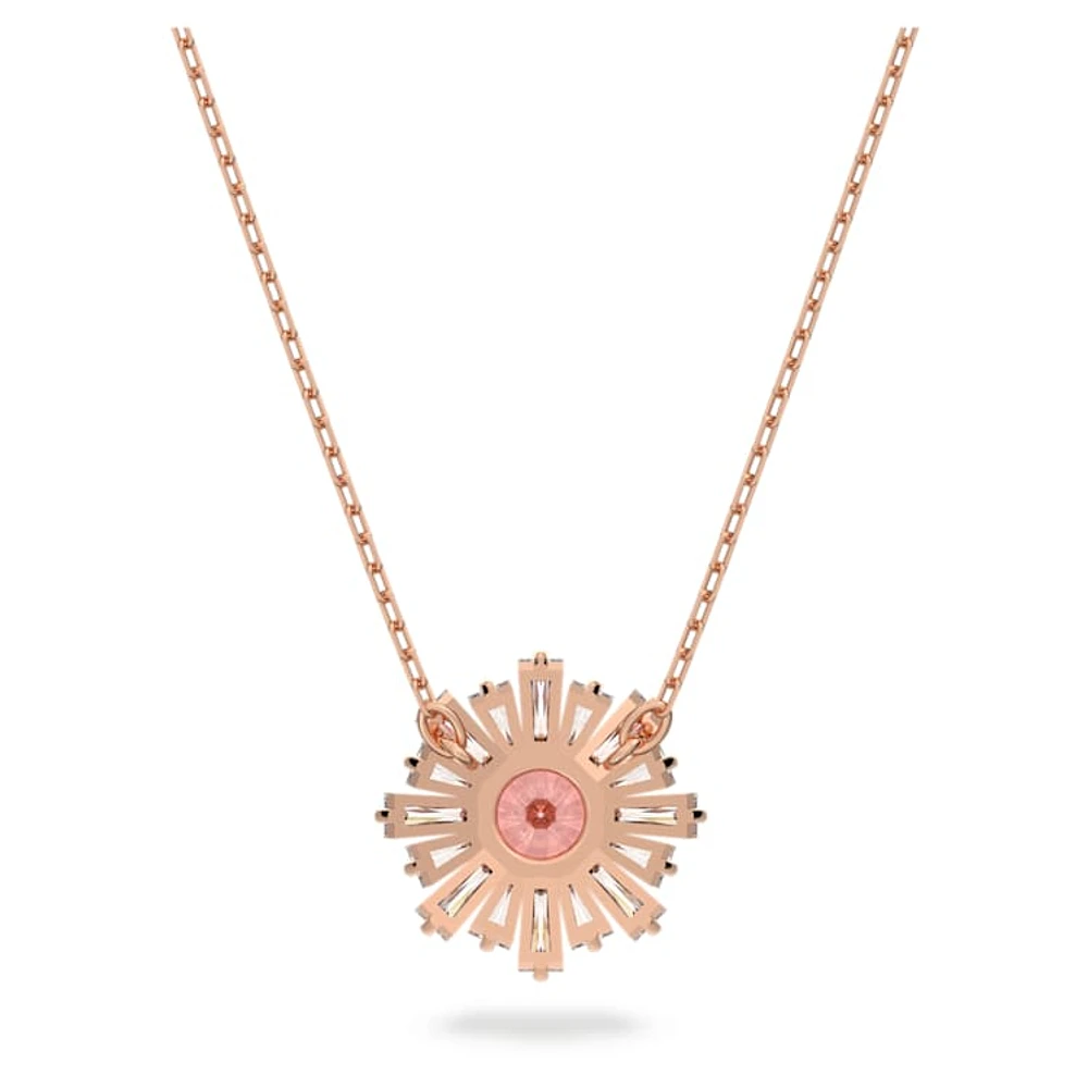 Idyllia pendant, Mixed cuts, Sun, Pink, Rose gold-tone plated by SWAROVSKI