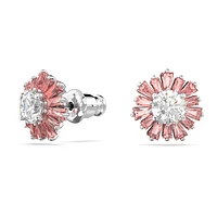 Idyllia stud earrings, Mixed cuts, Sun, Pink, Rhodium plated by SWAROVSKI