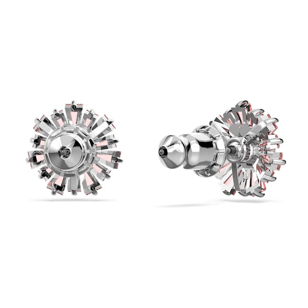 Idyllia stud earrings, Mixed cuts, Sun, Pink, Rhodium plated by SWAROVSKI