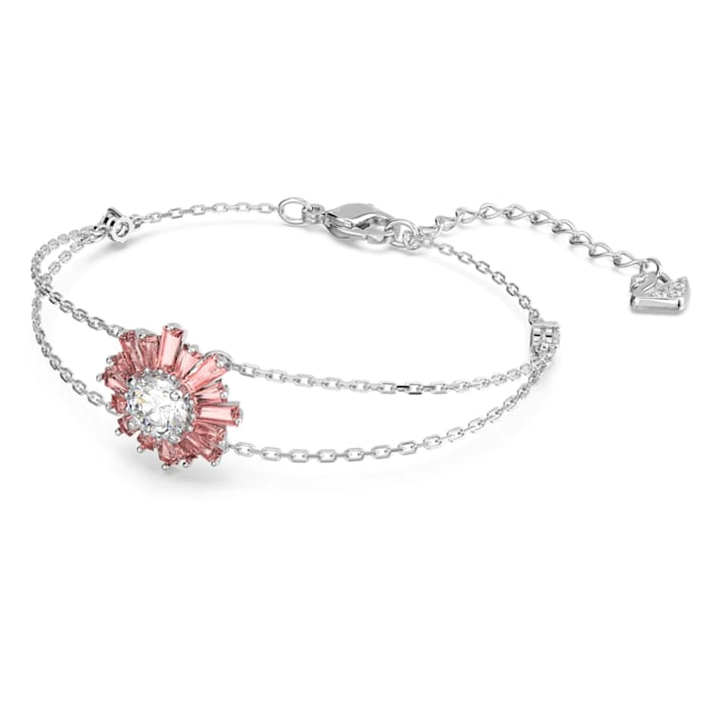 Idyllia bracelet, Mixed cuts, Sun, Pink, Rhodium plated by SWAROVSKI